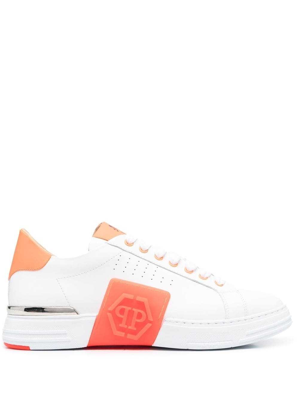 leather logo-patch sneakers - 1