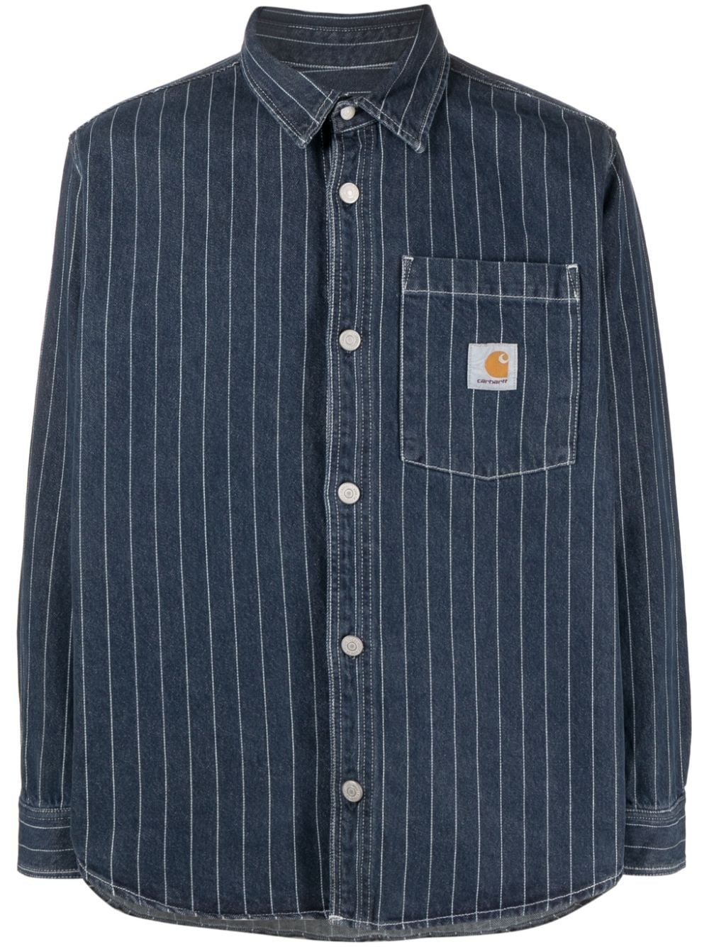 pinstriped cotton denim shirt - 1