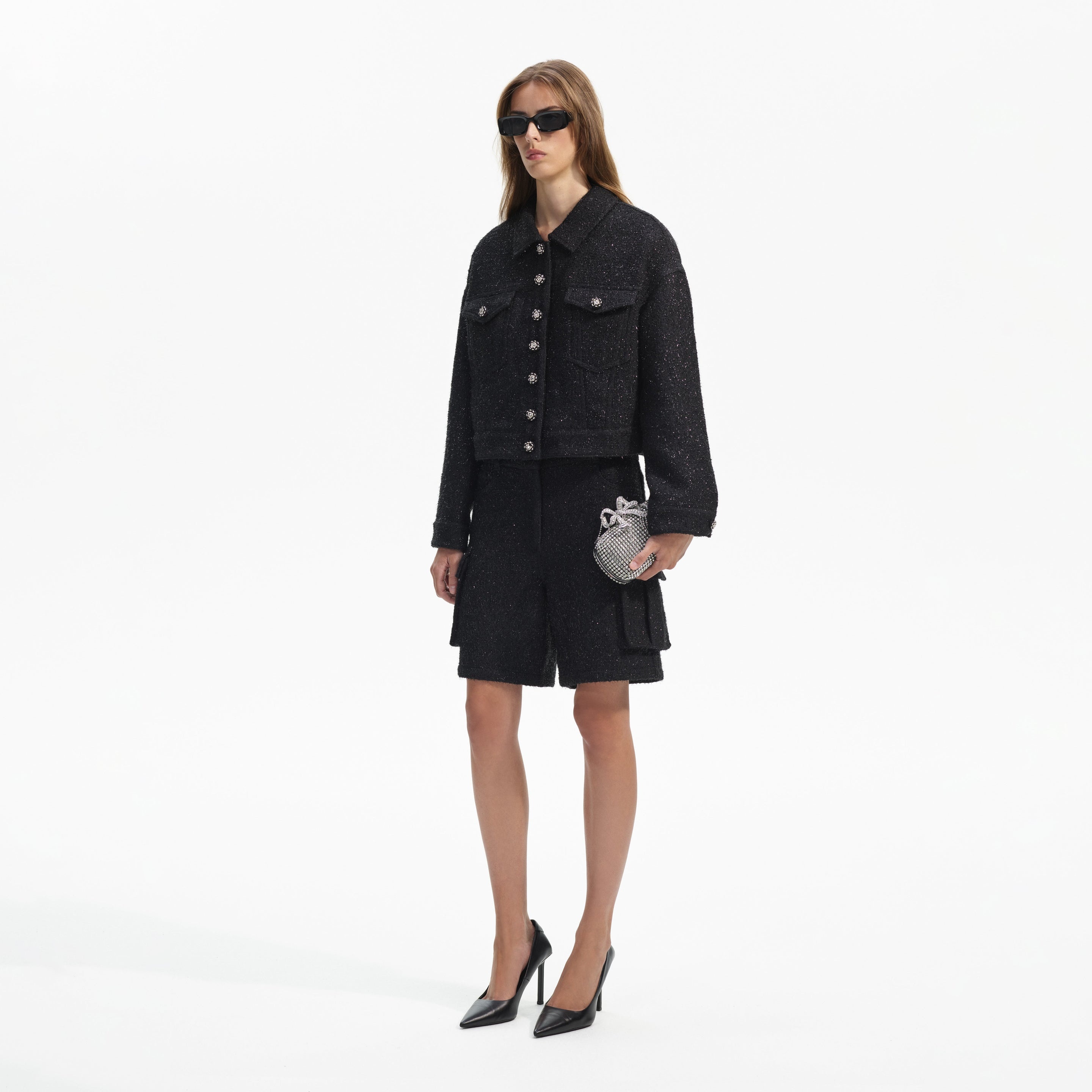 Black Boucle Oversized Jacket - 2
