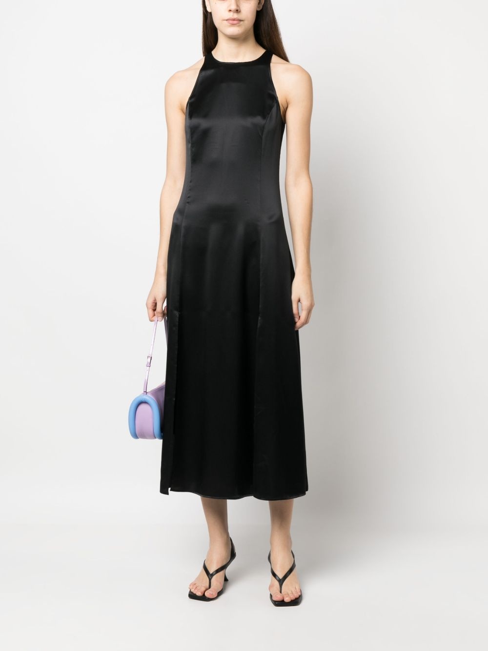satin-finish sleeveless midi dress - 2