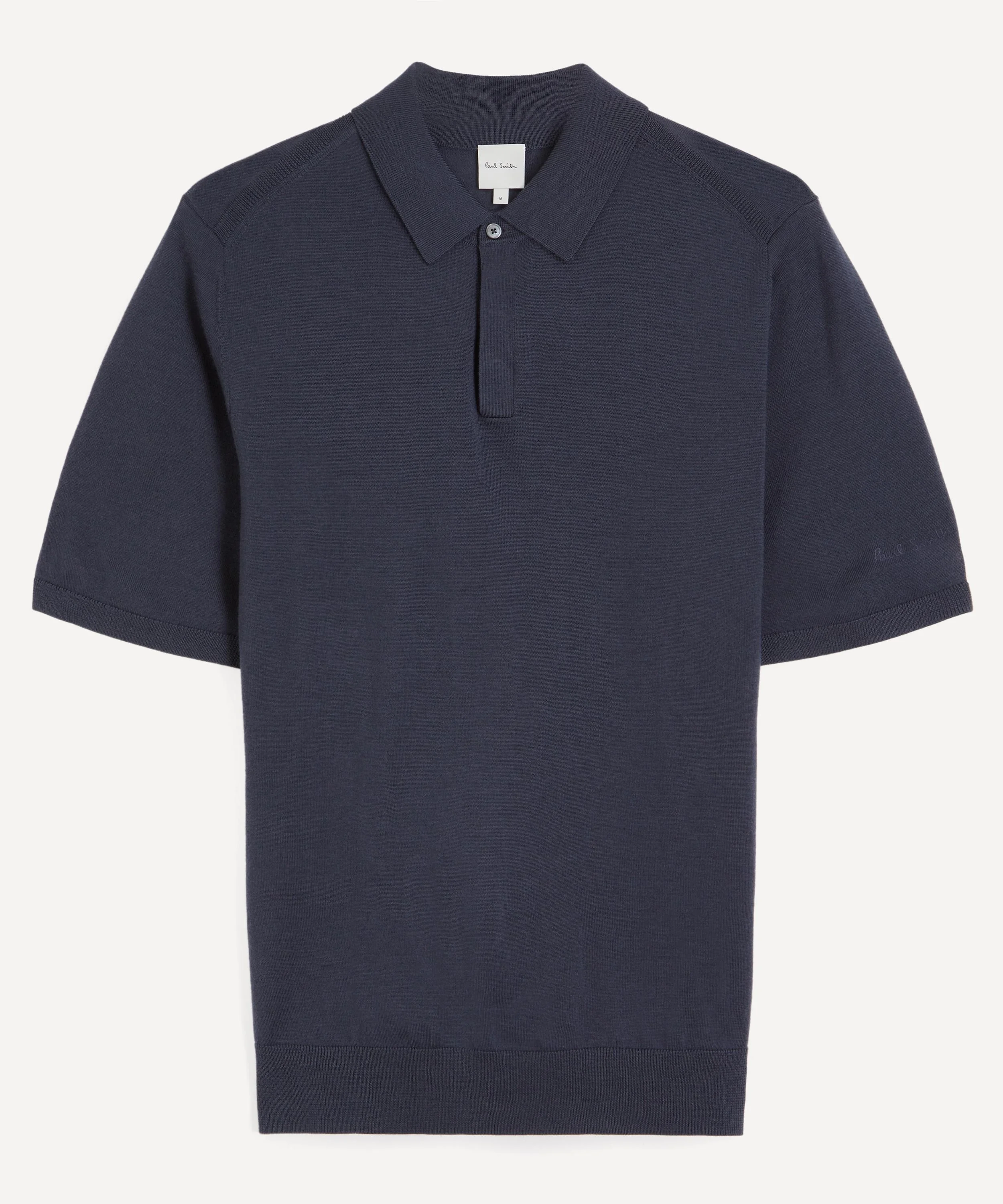 Blue Short-Sleeve Merino Wool Knitted Polo - 1