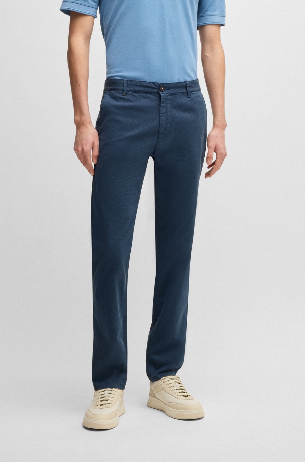 SLIM-FIT TROUSERS IN MICRO-PRINTED STRETCH COTTON - 2