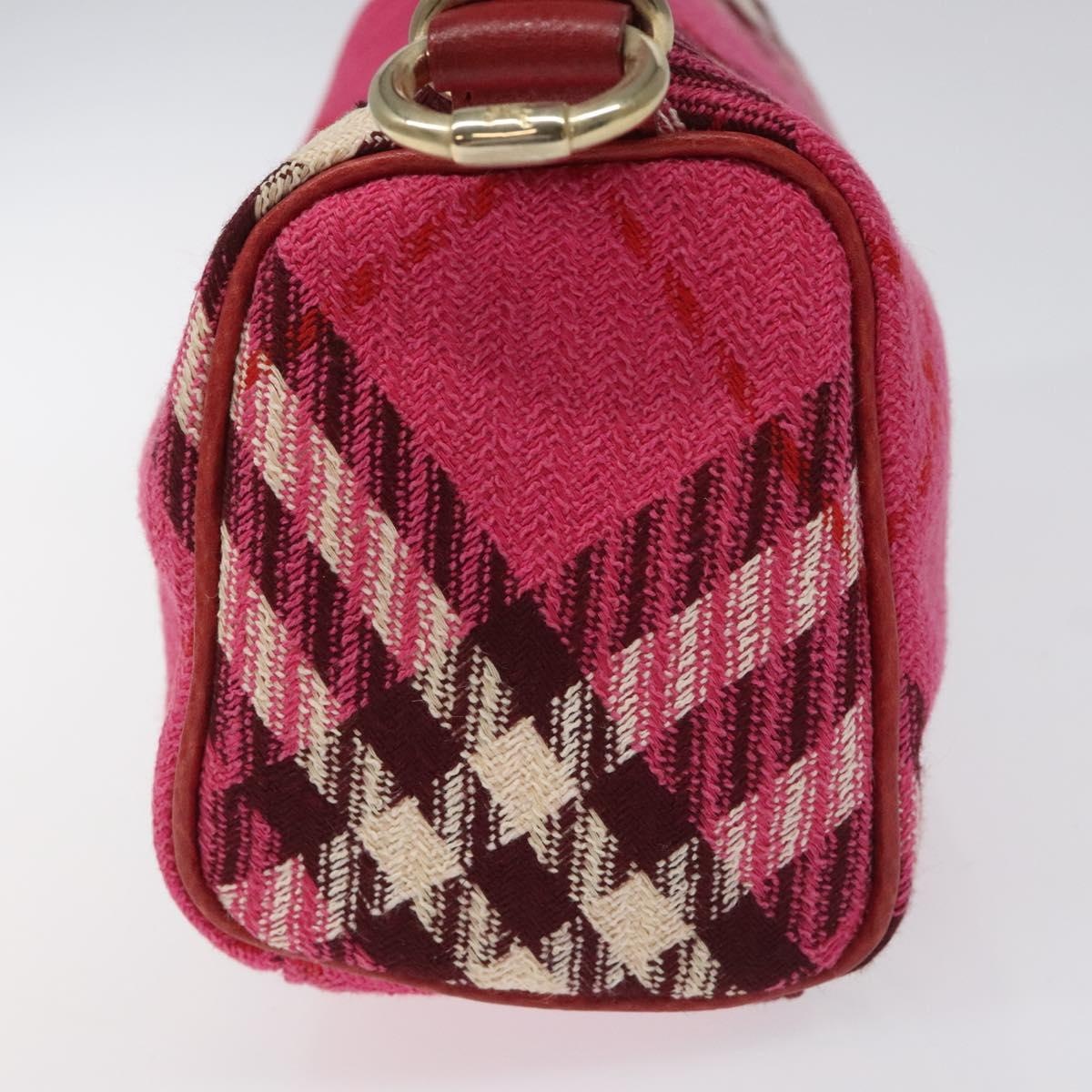 Burberry Nova Check Blue Label Hand Bag Canvas Pink Gold - 4