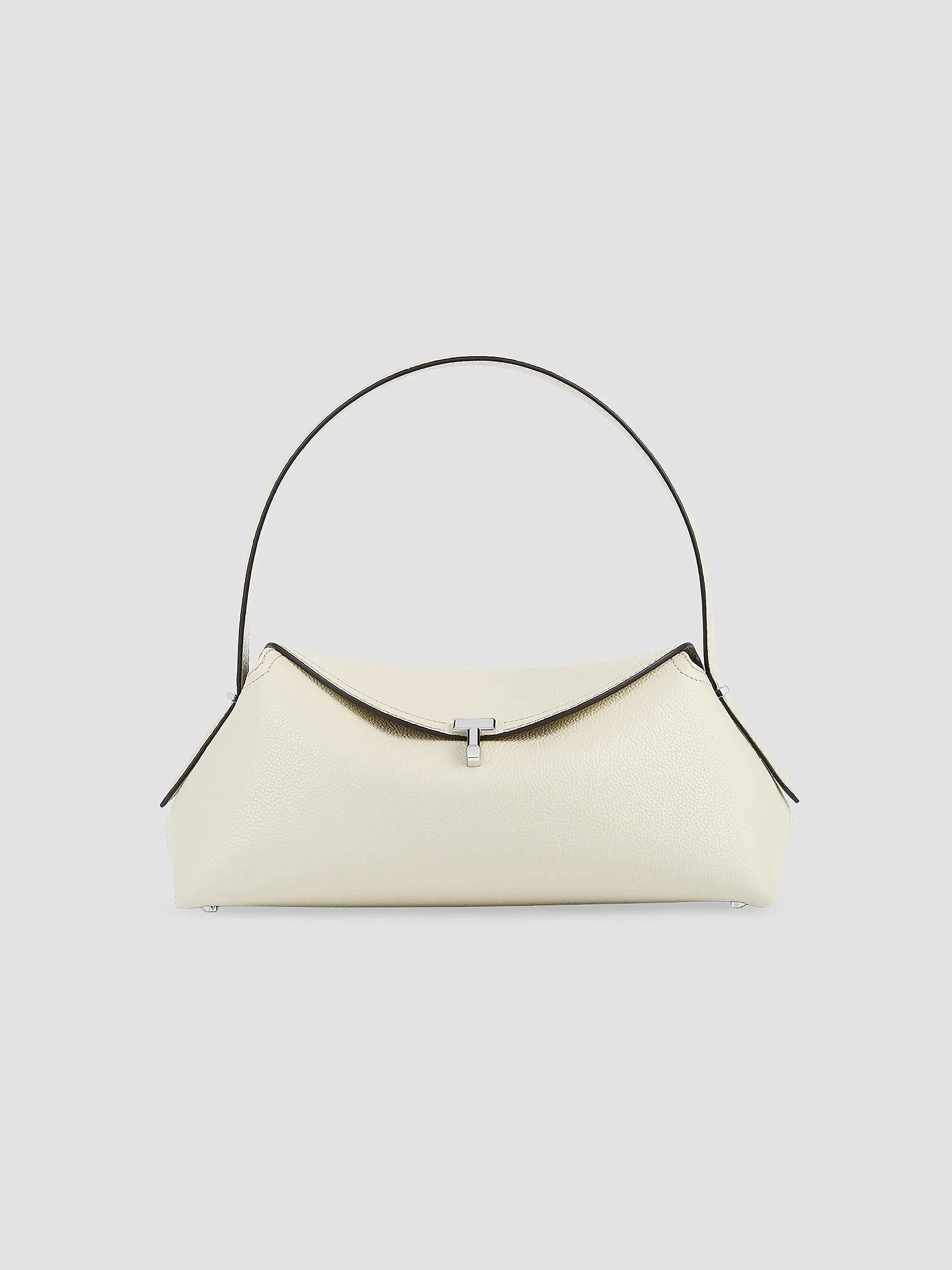 Women's T-Lock Grain Leather Shoulder Bag - Milk - 1
