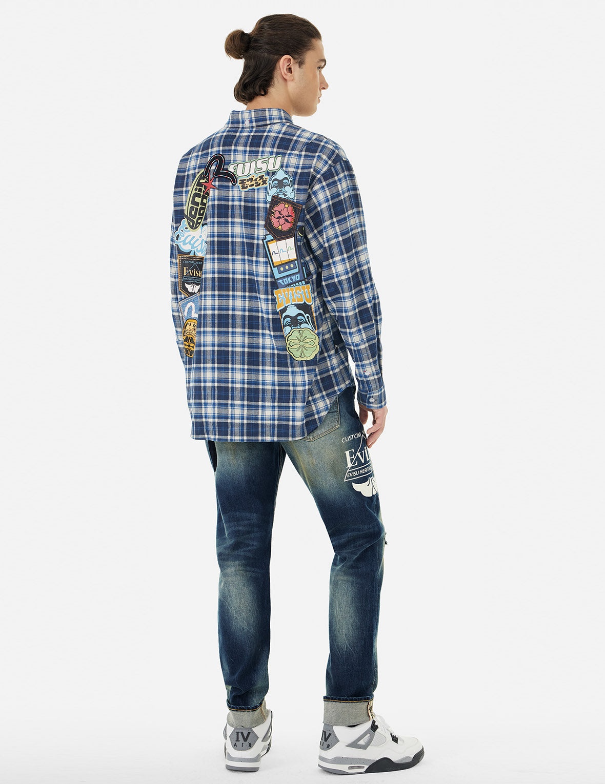 Logo Print and Seagull Embroidery Carrot Fit Jeans #2017 - 3
