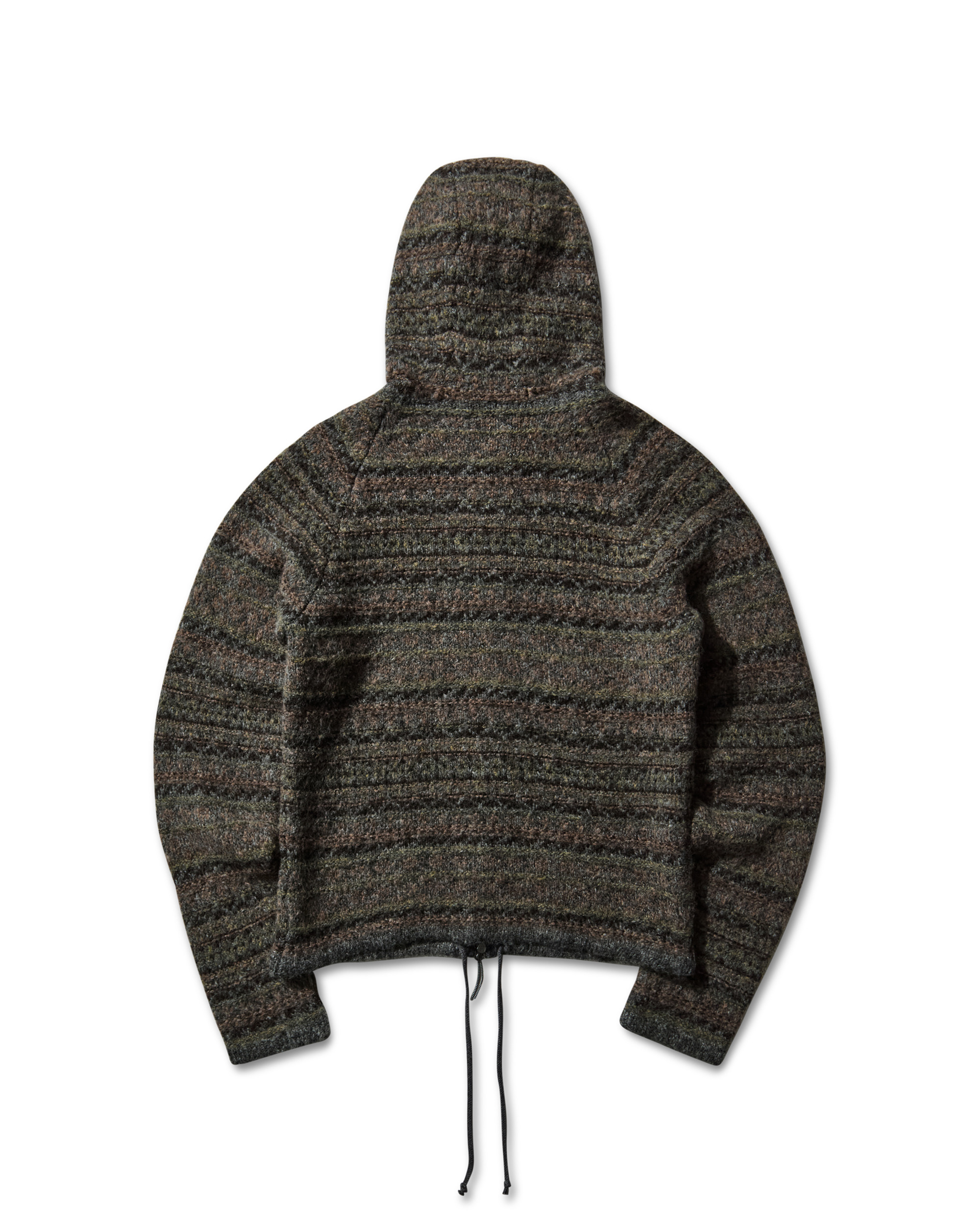 Fair Isle Felted Knit Zip Up Hoodie - 10