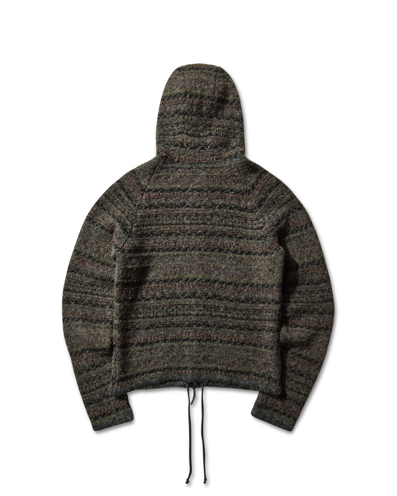 Fair Isle Felted Knit Zip Up Hoodie 10