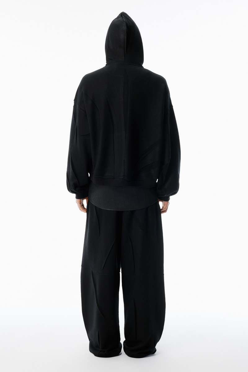 Black Creased Terry Hoodie 5