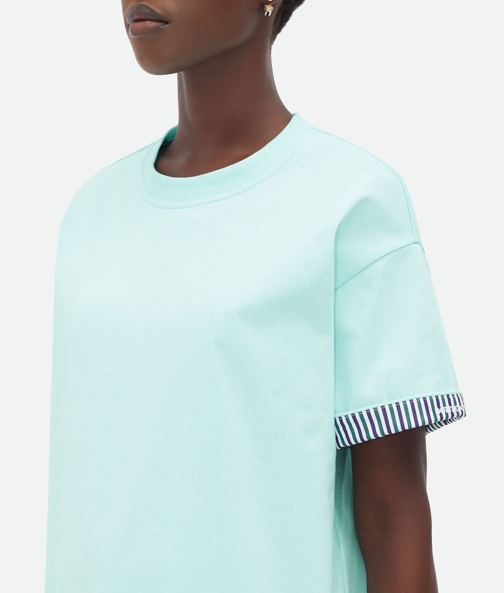 Double Layer Striped Cotton T-Shirt - 4