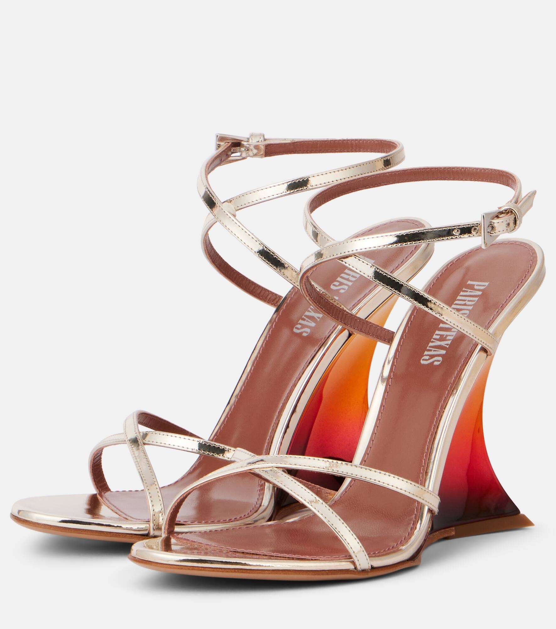 Nina 105 mirrored leather wedge sandals - 4