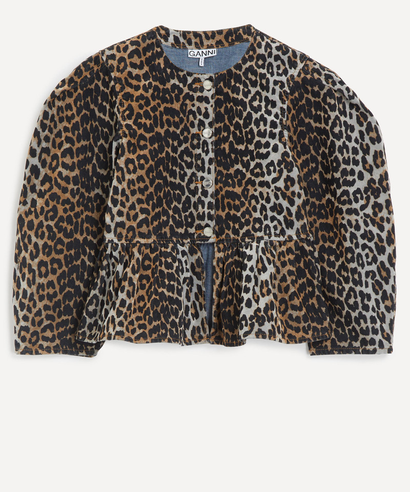 Leopard Print Flock Denim Blouse 1