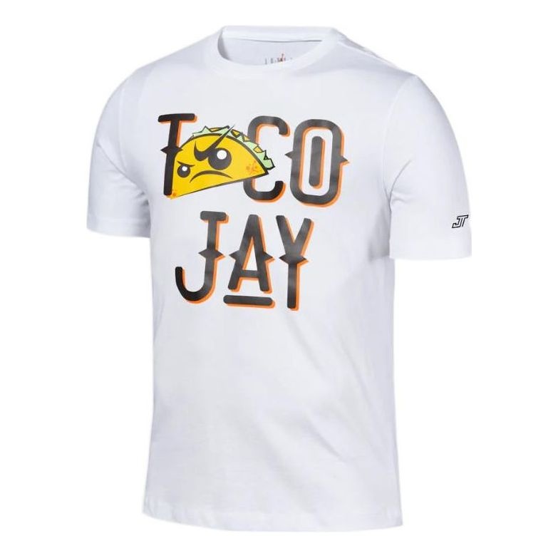 Air Jordan x Tatum TACO JAY Crossover Alphabet Round Neck Casual Short Sleeve White DV5538-100 - 1