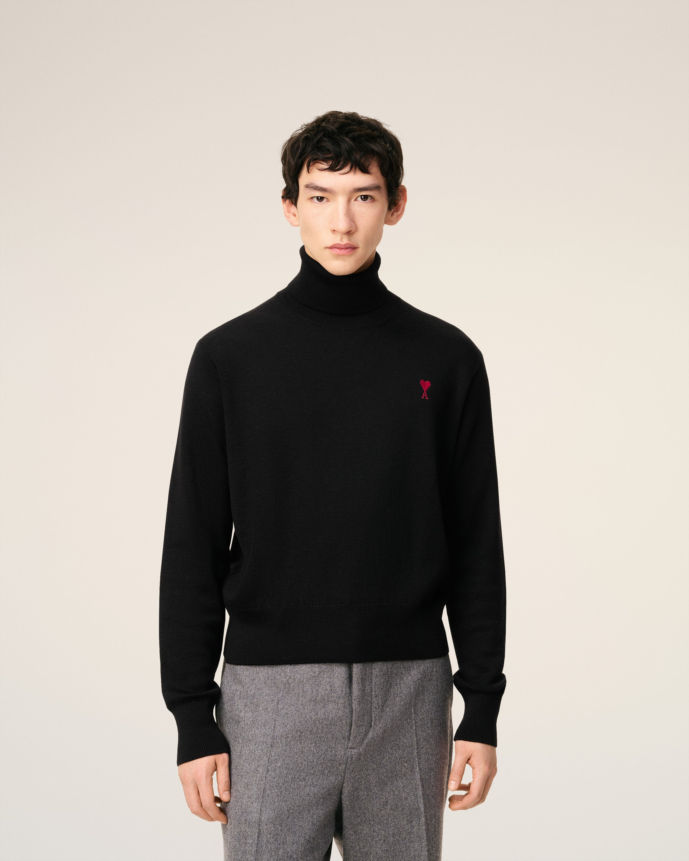 BLACK WOOL AMI DE COEUR TURTLE NECK SWEATER - 3