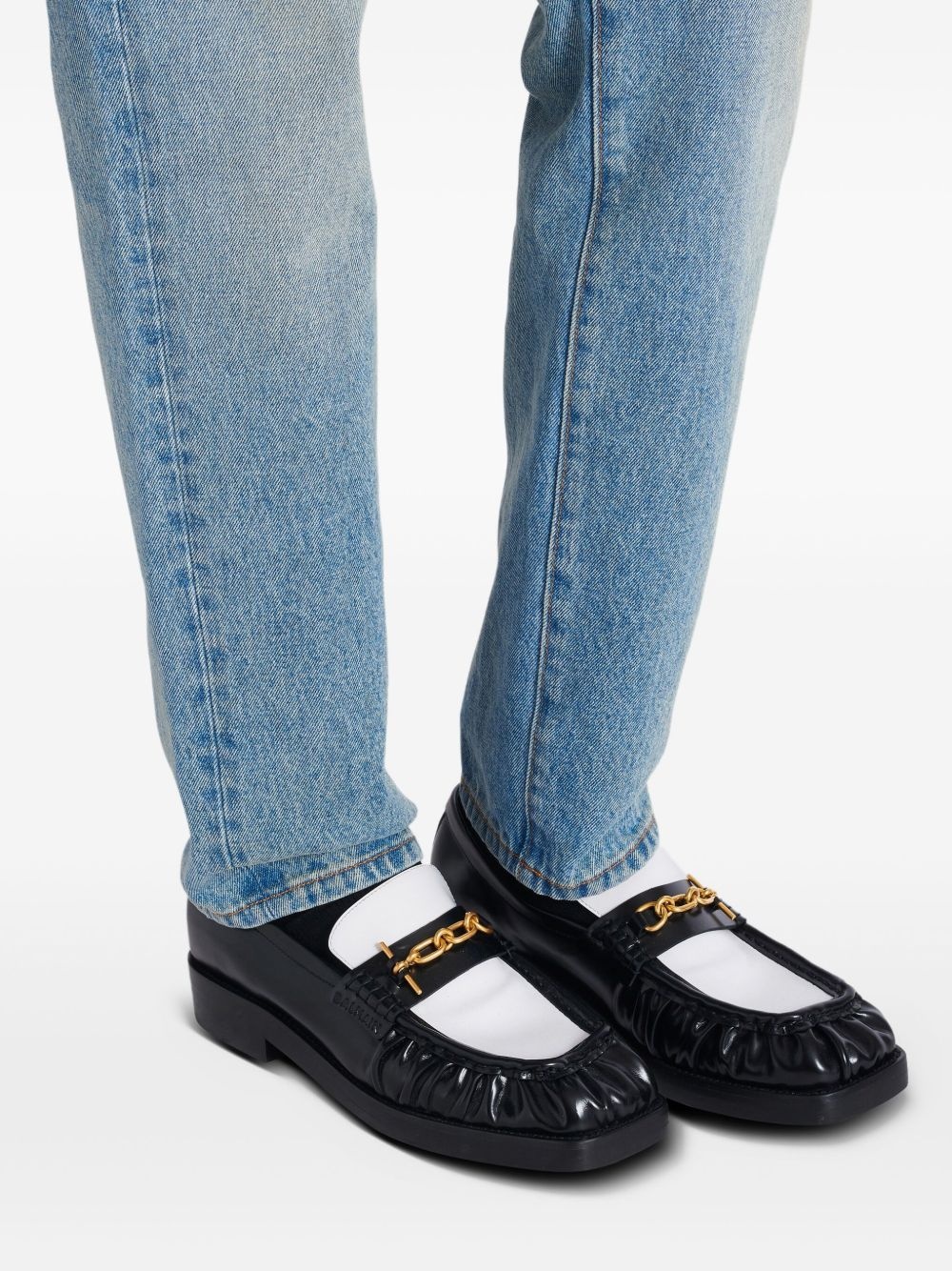 glazed leather loafers - 7