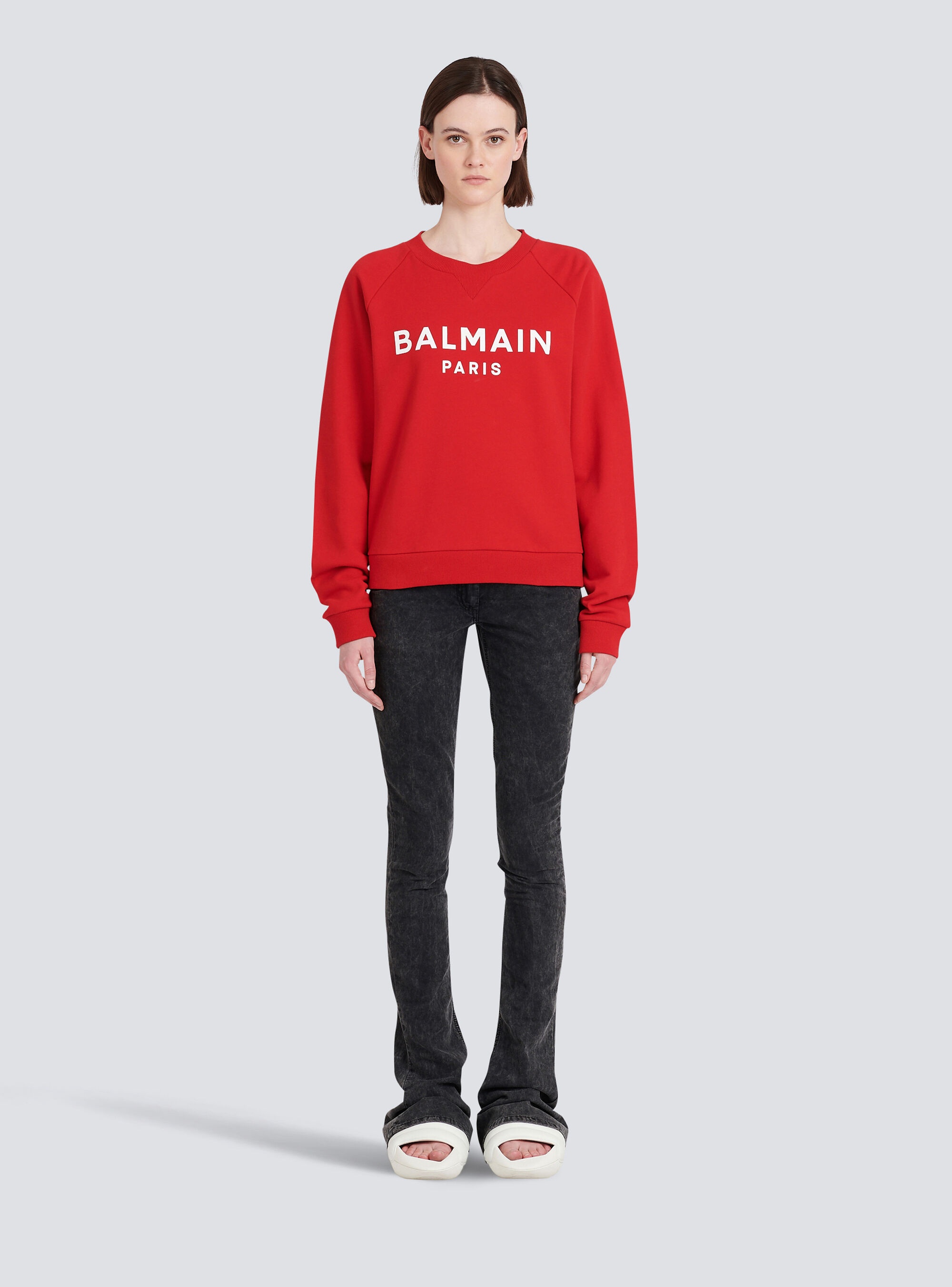 Eco-designed cotton sweatshirt with Balmain logo print - 3