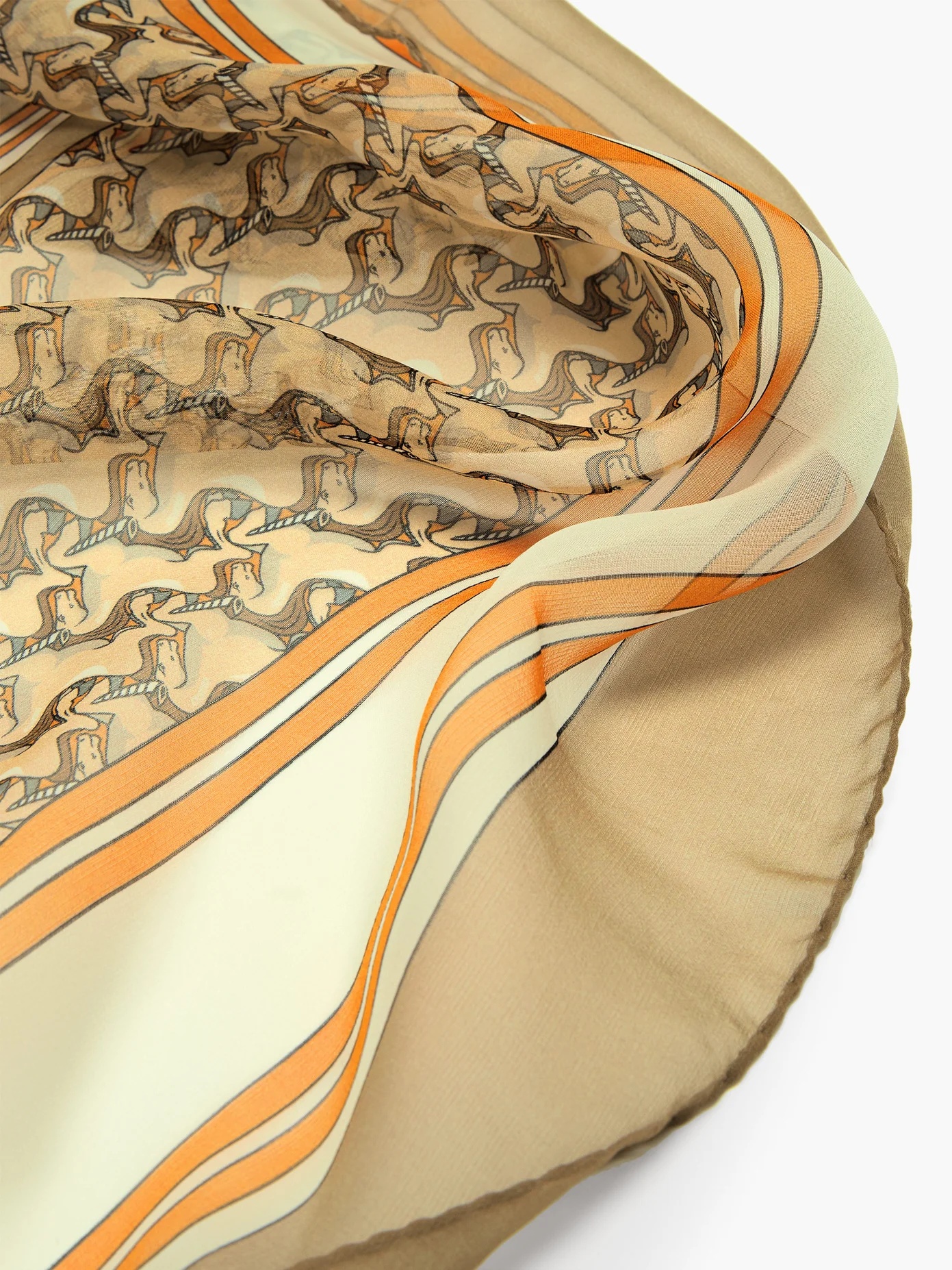 Unicorn-monogram silk-chiffon scarf - 2