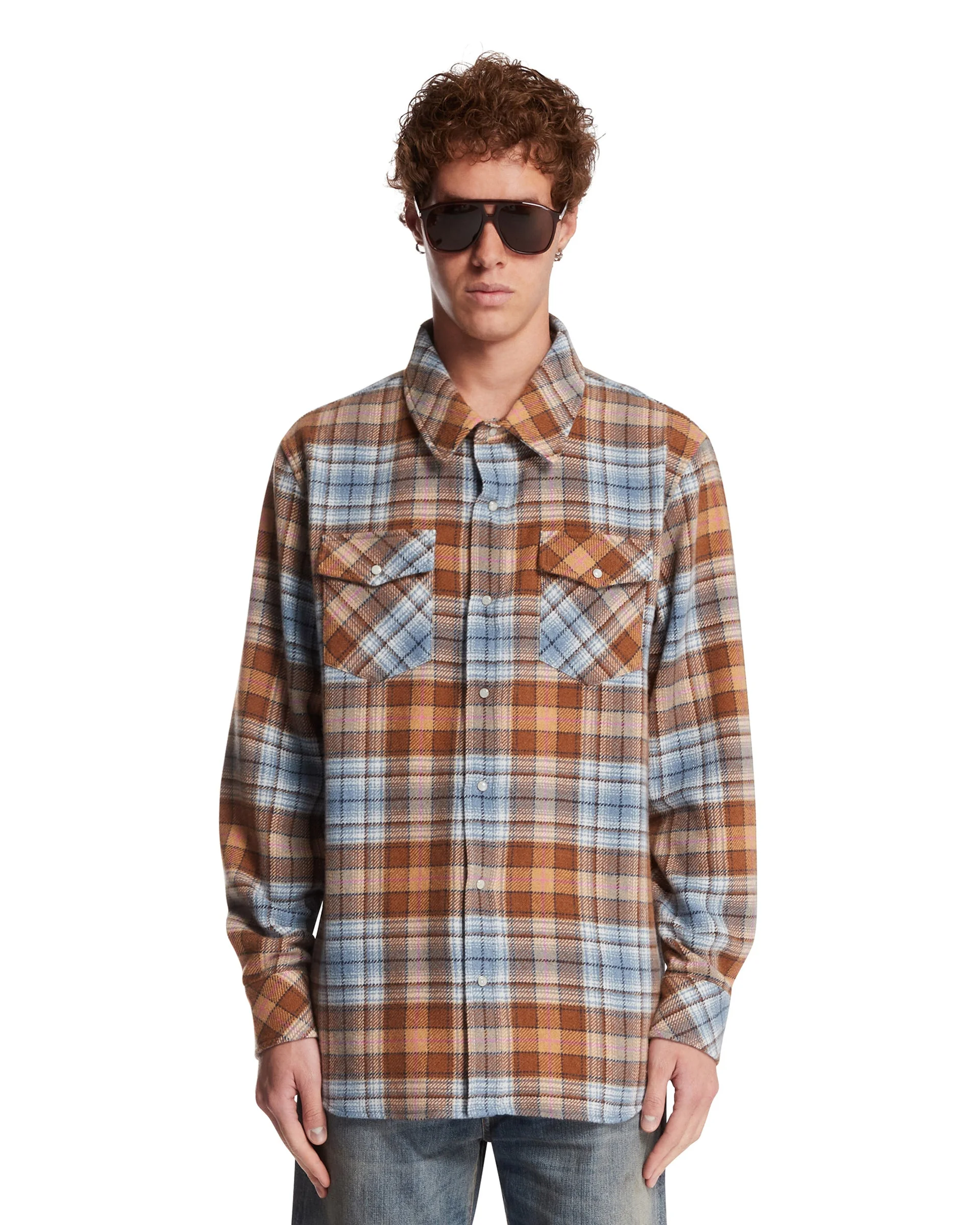 Beige Nomad Cashmere Tartan Shirt - 1