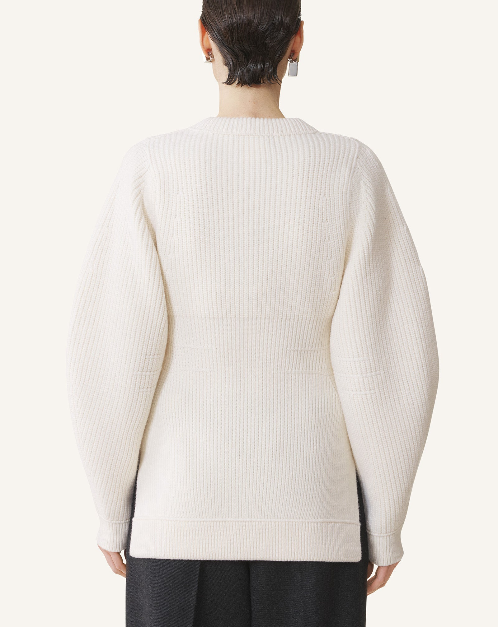 WOOL RIBBED CARDIGAN - 4