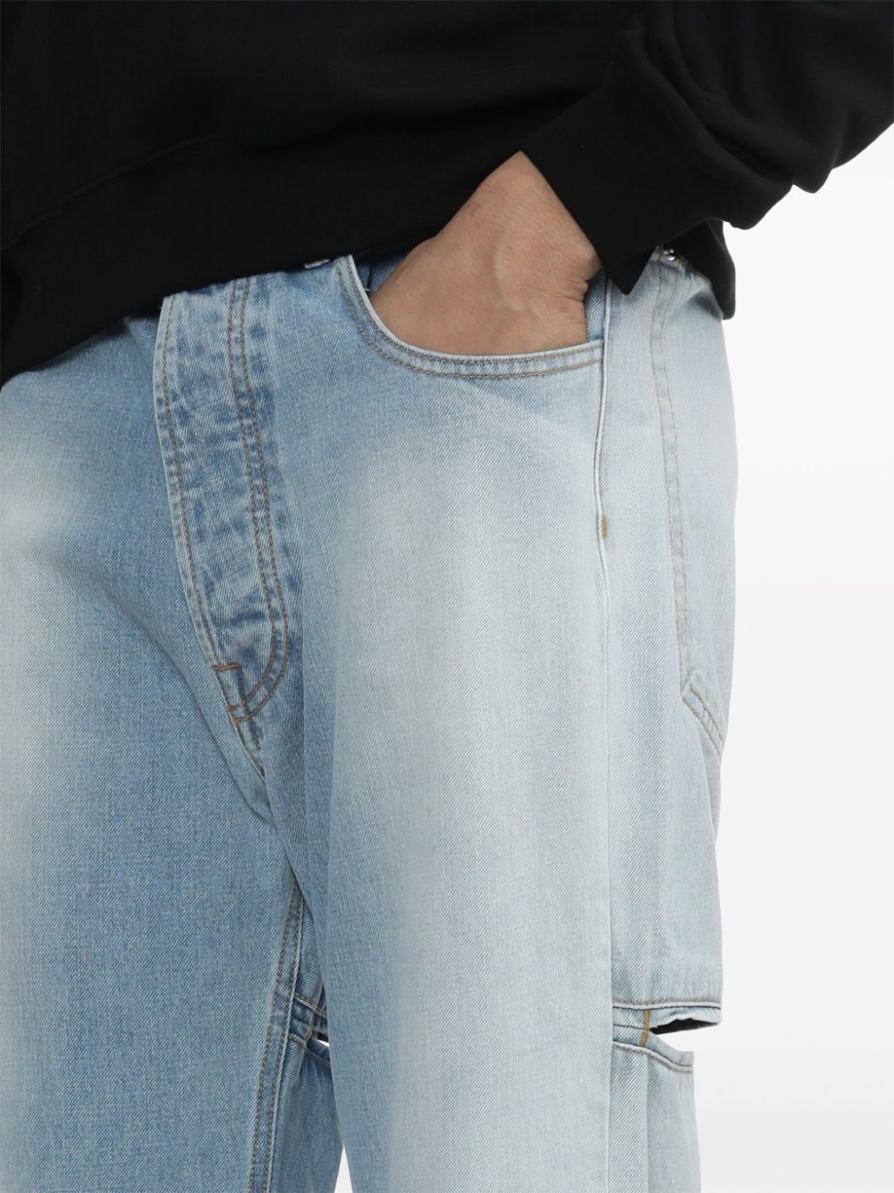 cut-out straight-leg jeans - 5