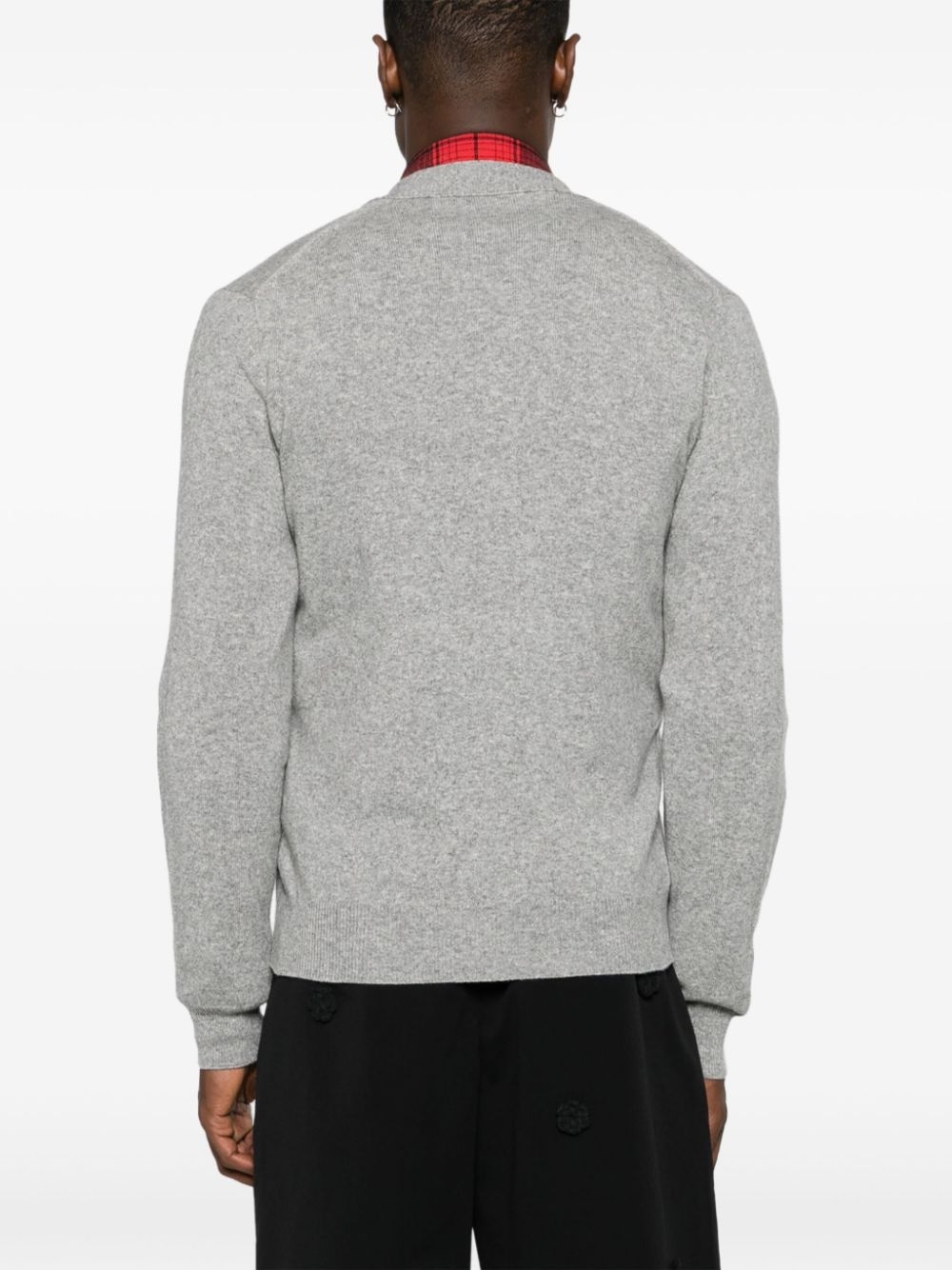 logo patch v-neck cardigan - 5