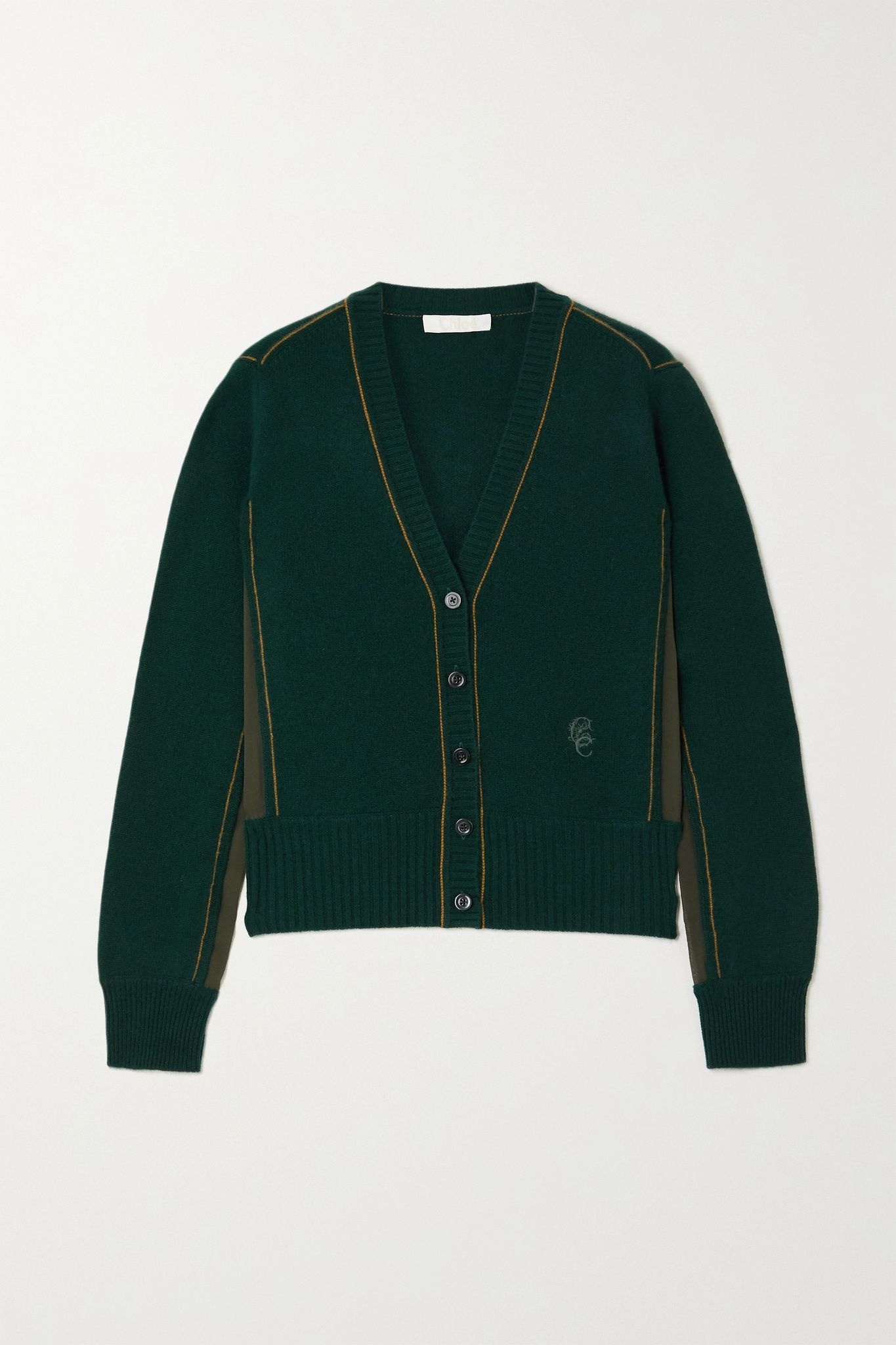 Silk-trimmed cashmere cardigan - 1