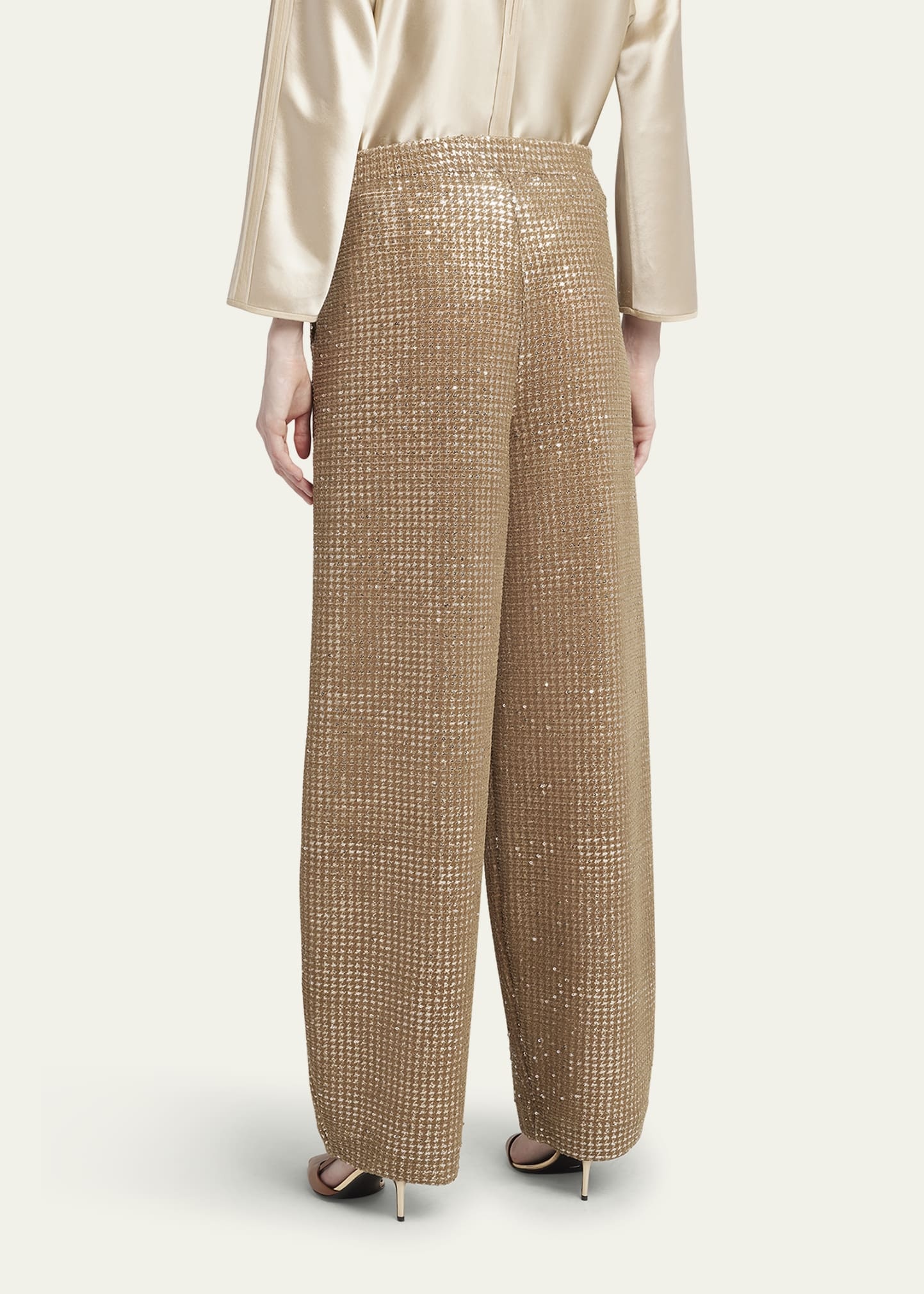 Sequined Jersey Pleated Trousers - 3