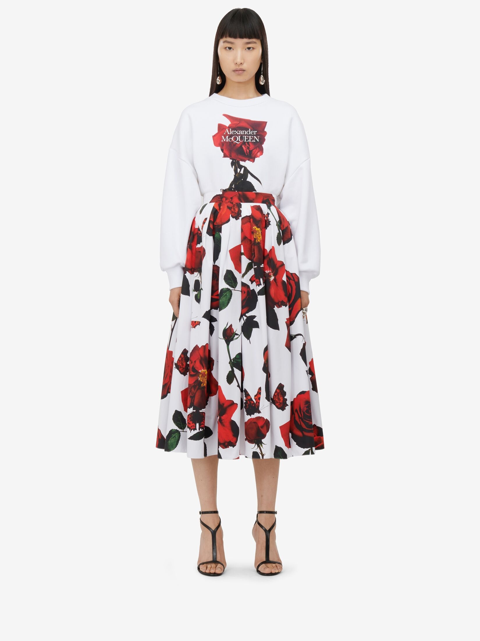 Women's Pleated Midi Skirt in Optic White - 5