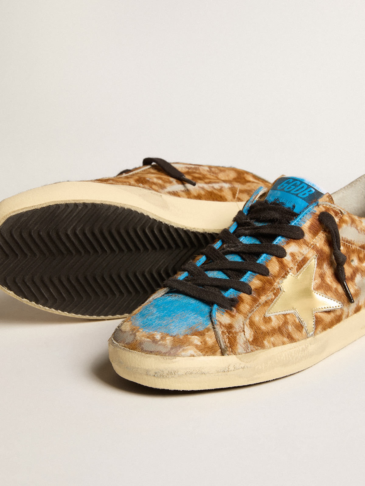 Men’s Super-Star LAB in leopard pony skin with gold star and gray heel tab - 3