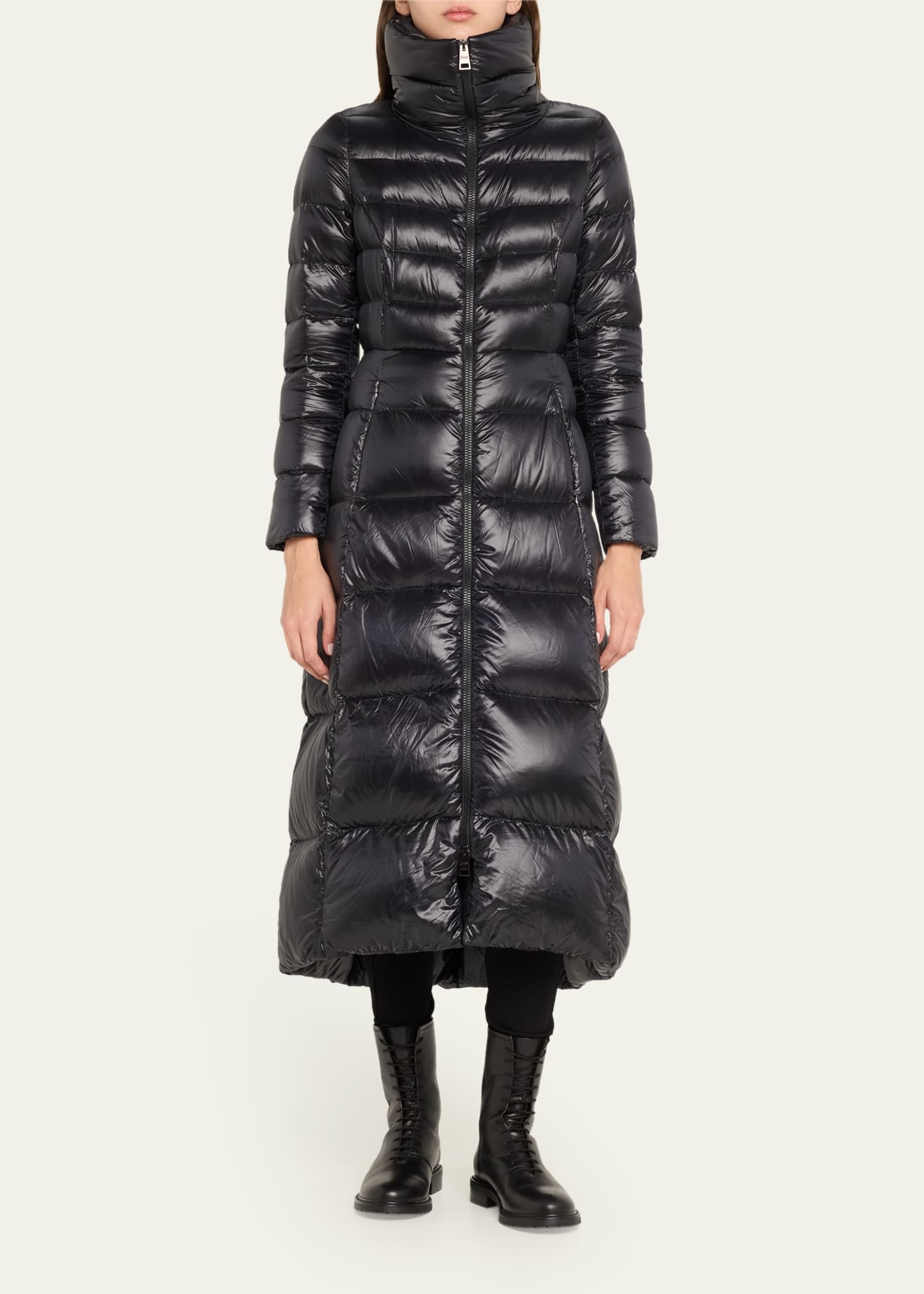 Herno Water-Resistant Shiny Nylon Ultralight Belted Long Puffer