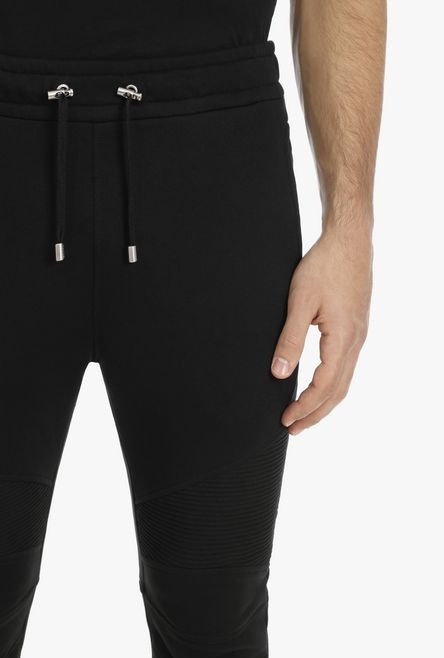 Black eco-designed cotton sweatpants with silver Balmain Paris logo print - 8
