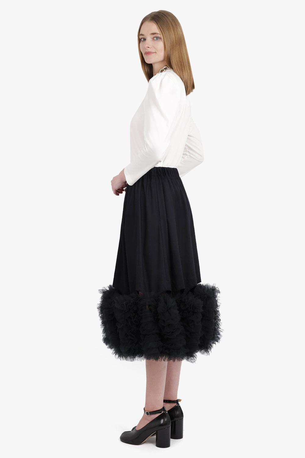RUCHED PUFF SHOULDER L/S TOP | WHITE - 6