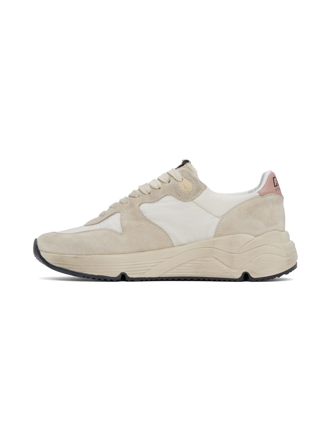 Beige & Off-White Running Sole Sneakers - 3