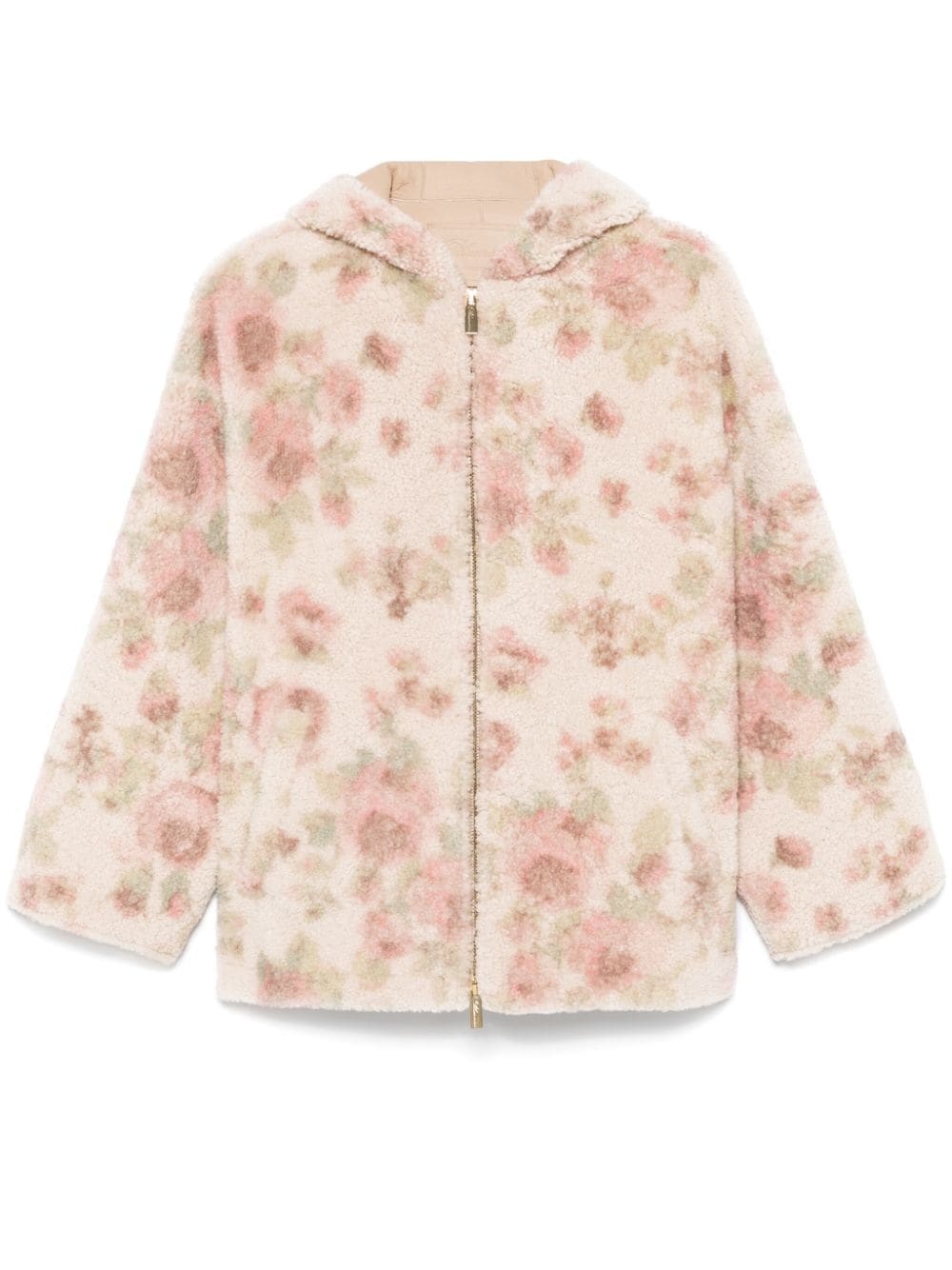 bouquet-print shearling jacket - 1