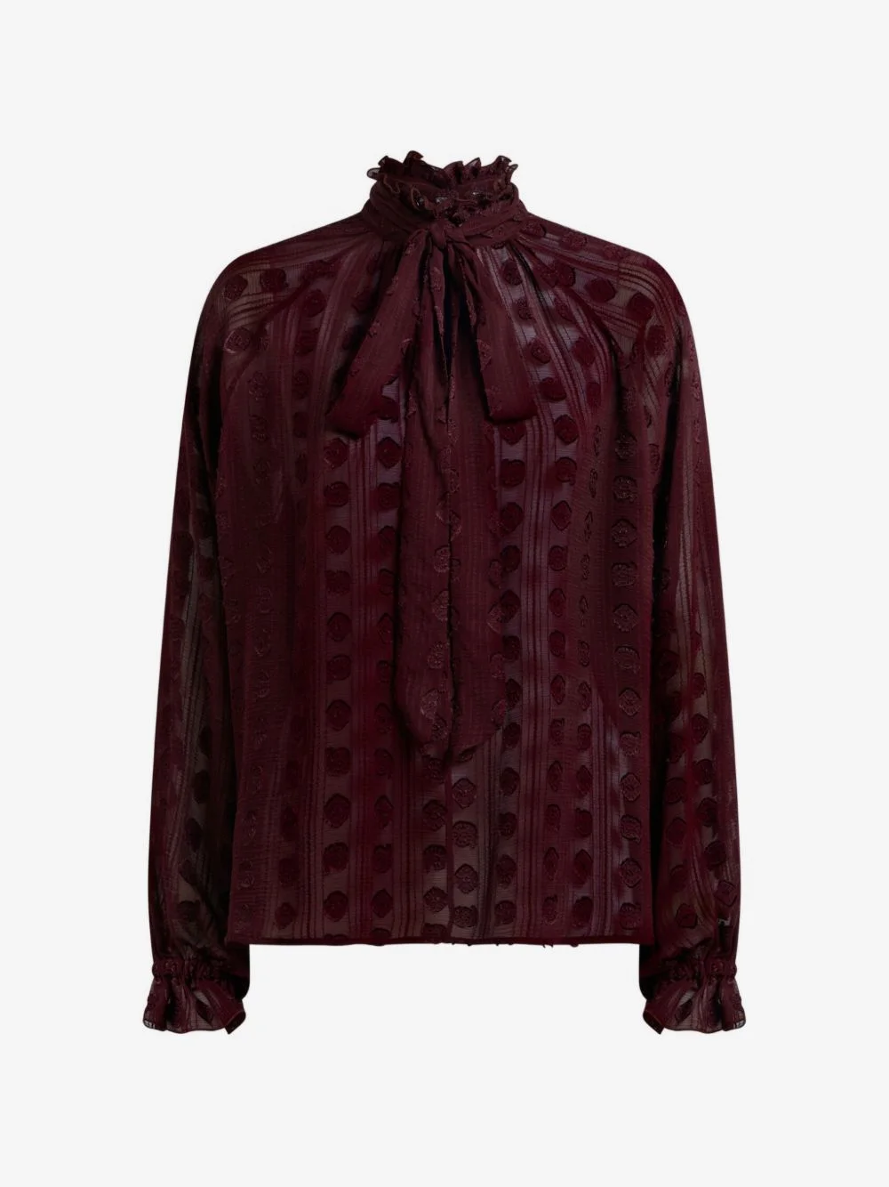 jacquard blouse with silk scarf and fil coupé motif - 1