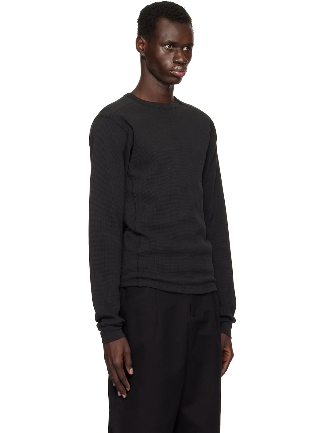 entire studios Black Thermal Long Sleeve T-shirt | REVERSIBLE entire studios Black Thermal Long Sleeve T-shirt | REVERSIBLE