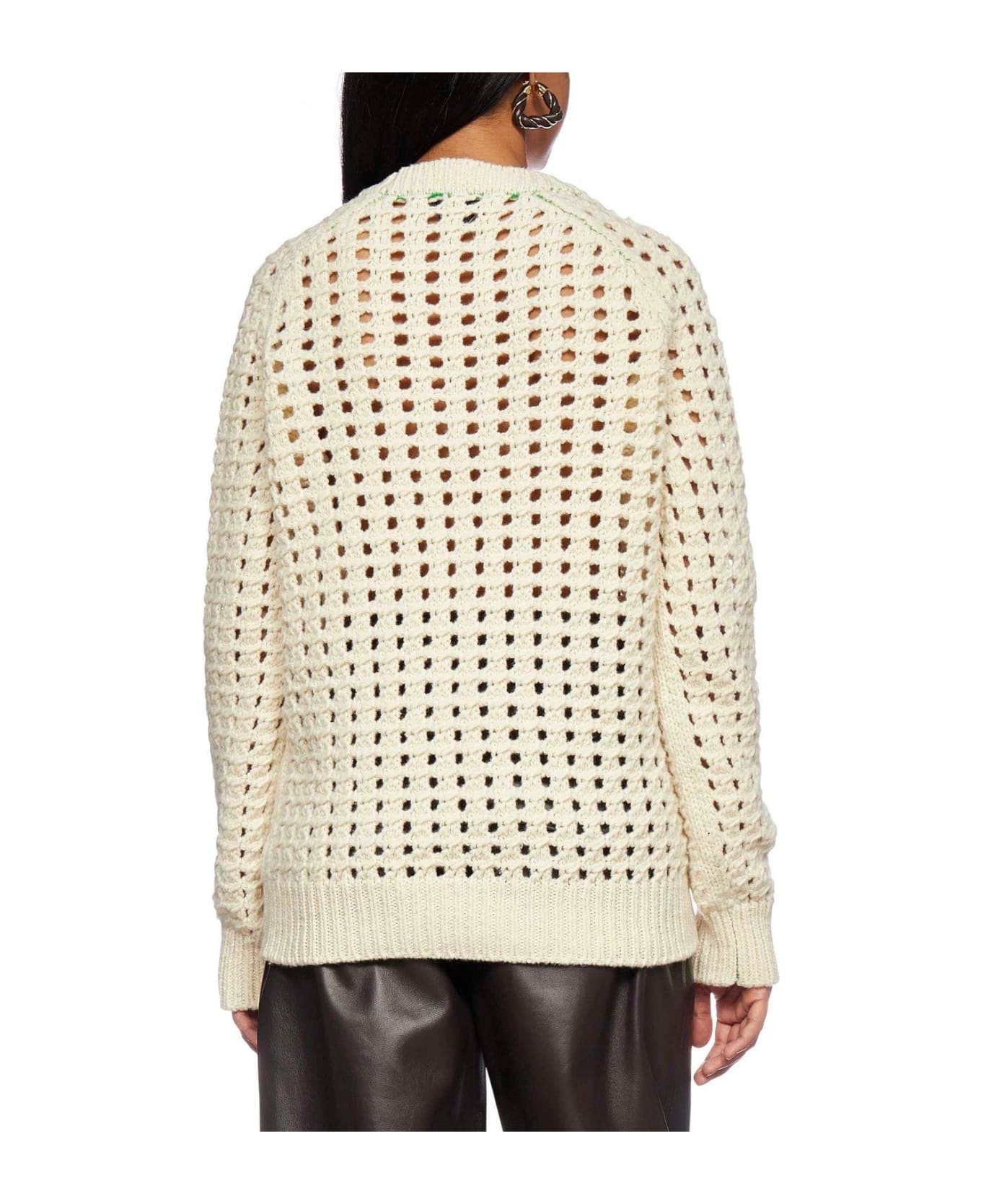 Open-knitted Crewneck Jumper - 3