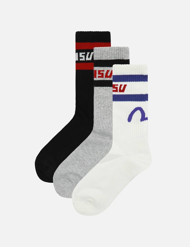 THREE-PACK SEAGULL AND LOGO JACQUARD LONG SOCKS 1