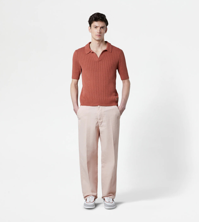 Tod's LINEN BLEND POLO SHIRT - ORANGE outlook
