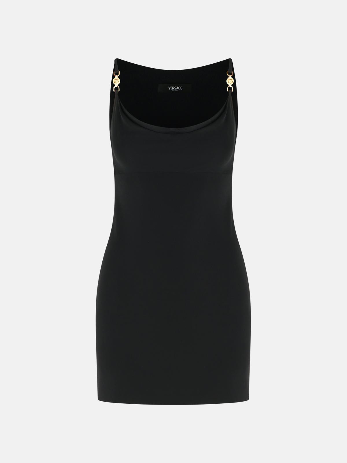 BLACK VISCOSE DRESS - 1
