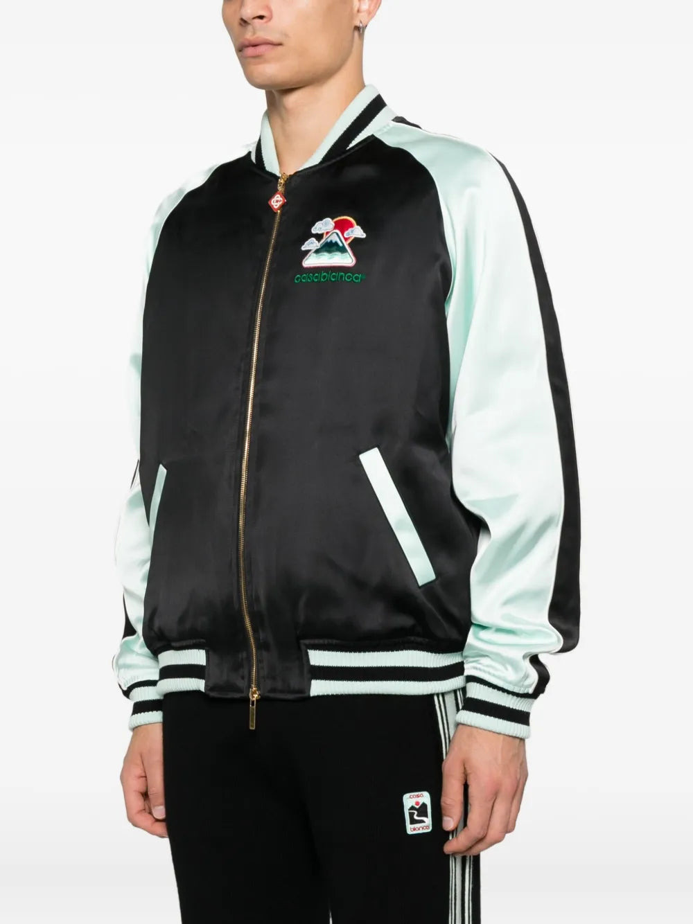 Casablanca Men Denim Bomber Jacket With Embroidered Logo - 3