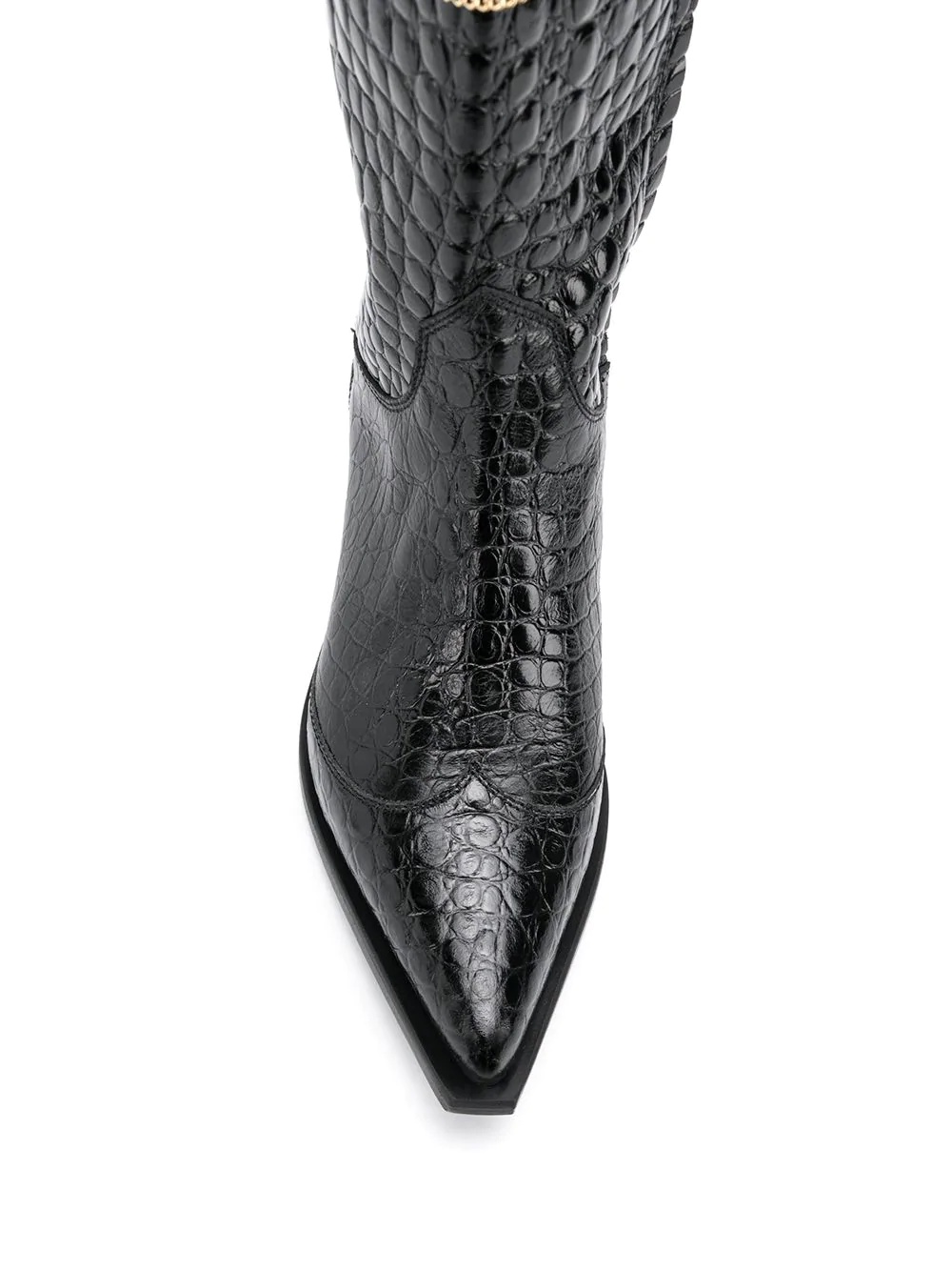 crocodile effect chain cowboy boots - 4