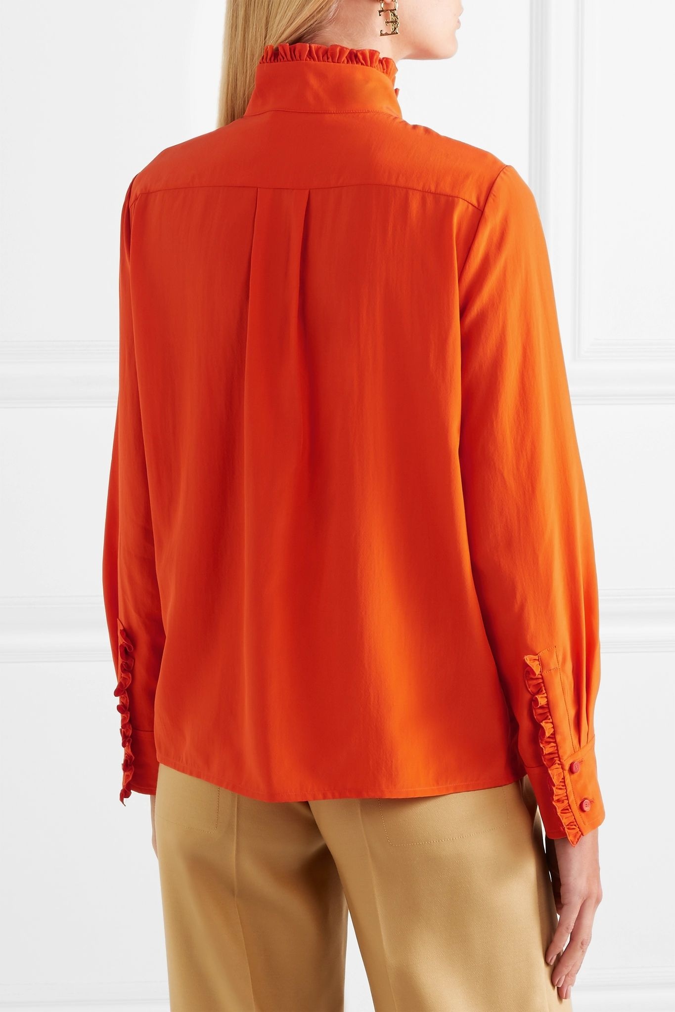 Ruffled silk crepe de chine shirt - 4