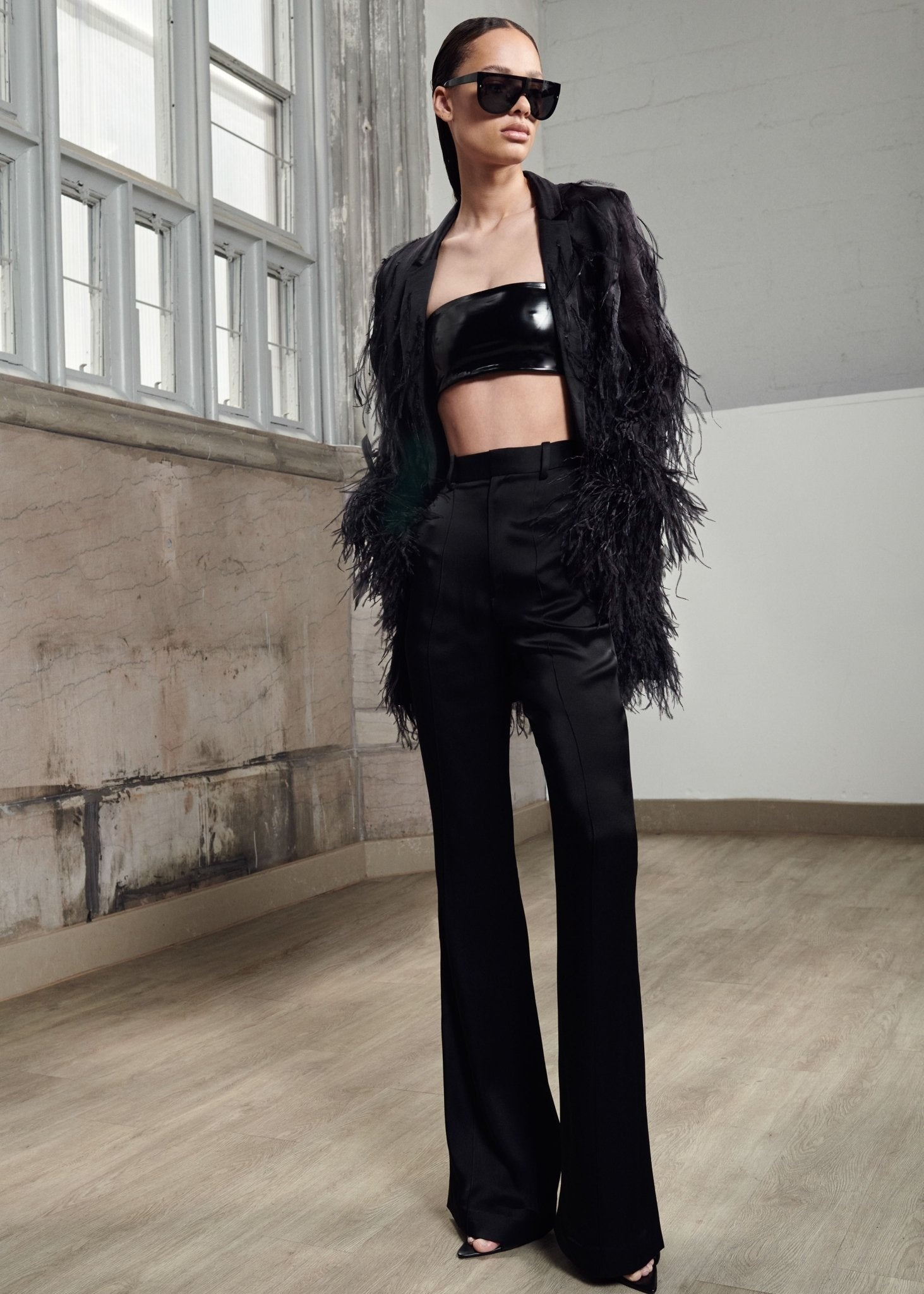 Satin High Waisted Flared Pant - 2