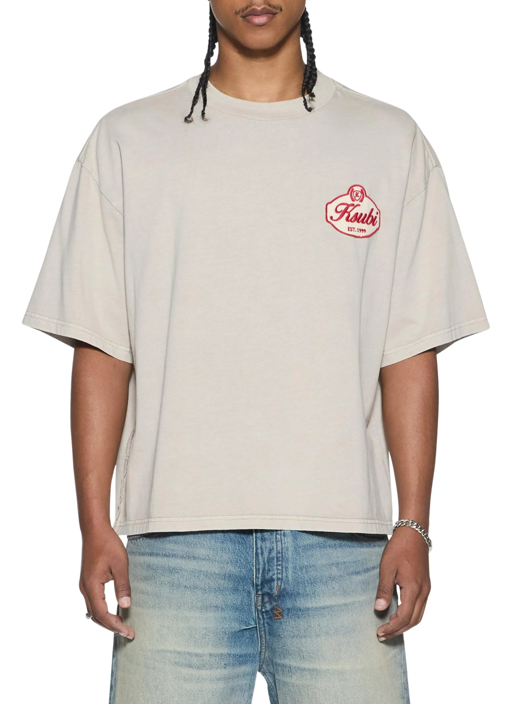 Men's Klasse Halen Logo Cotton Oversized T-Shirt - Grey - 1