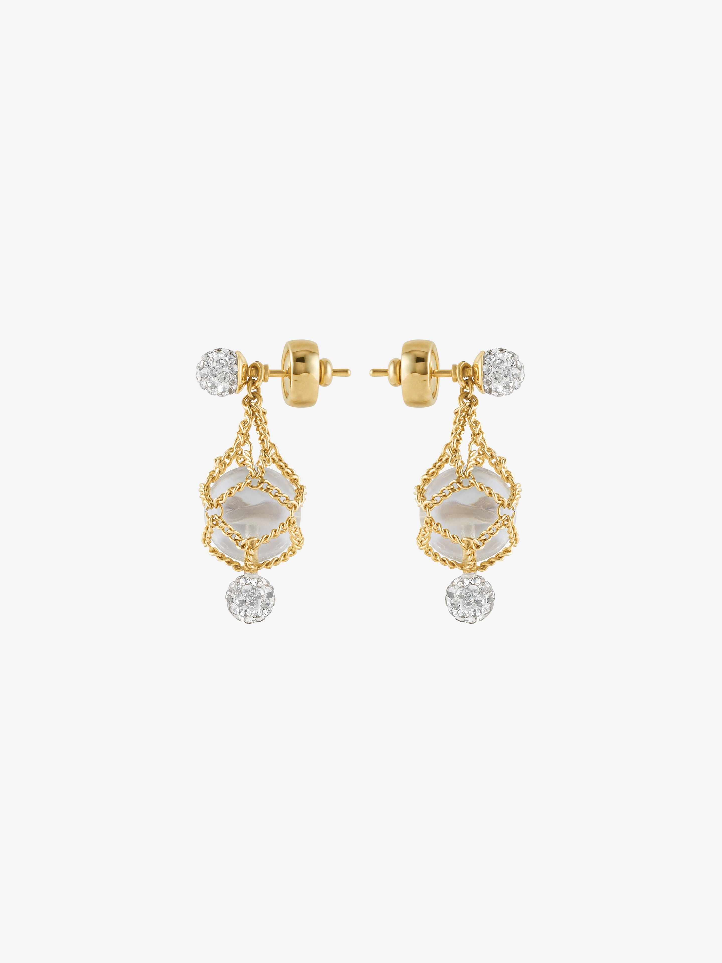 PEARLING EARRINGS IN METAL WITH PEARLS AND CRYSTALS - 4