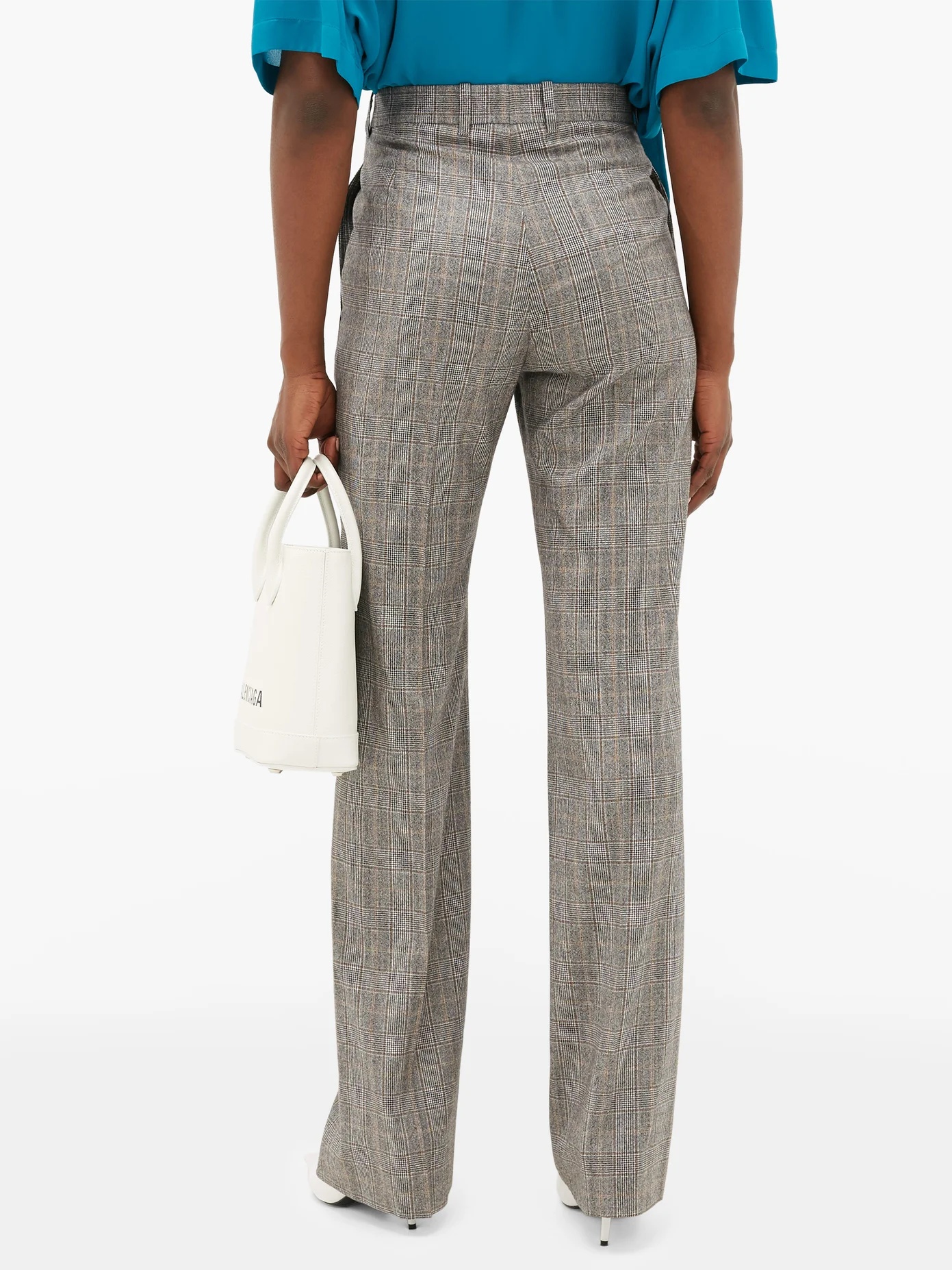 Straight-leg checked wool tailored trousers - 5