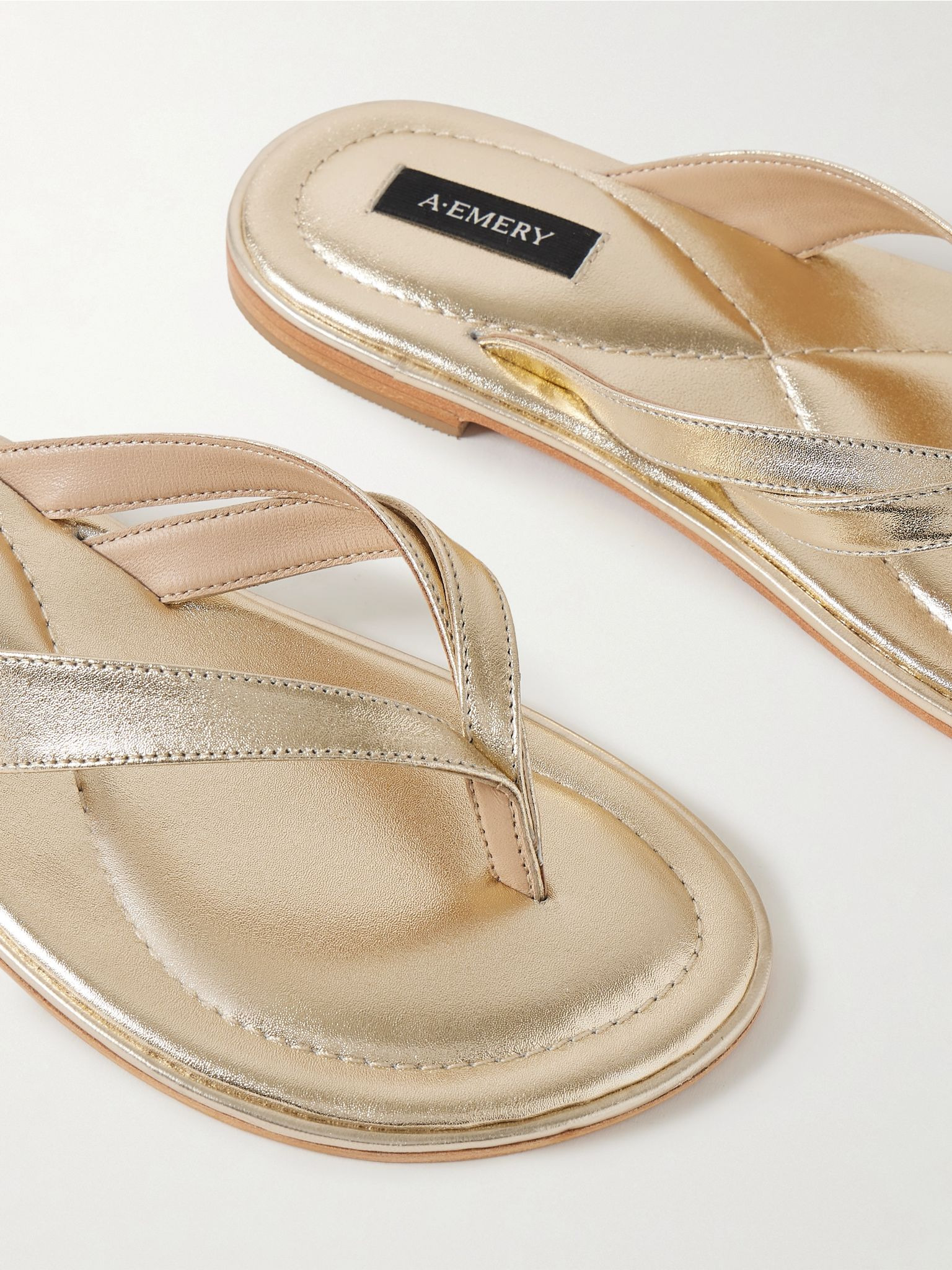Morgan metallic leather flip flops Gold - 4