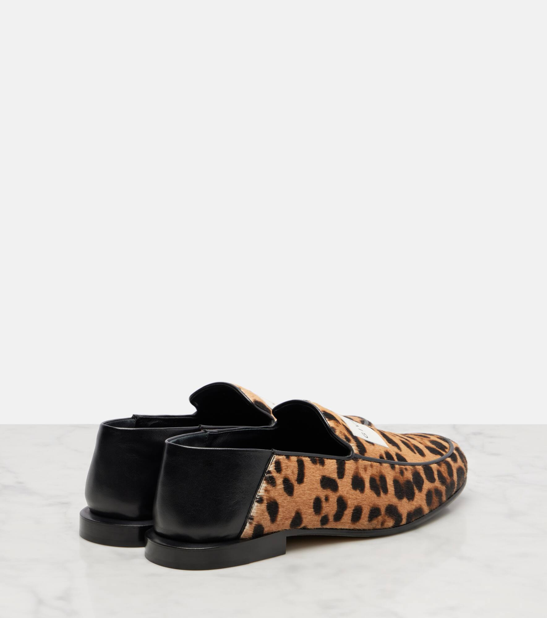Label leopard-print calf hair loafers - 2