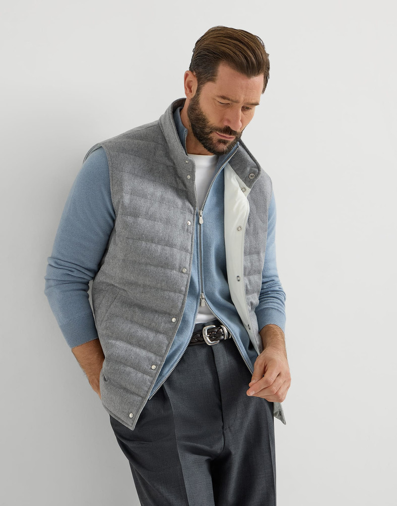 Lightweight cashmere flannel down vest 5