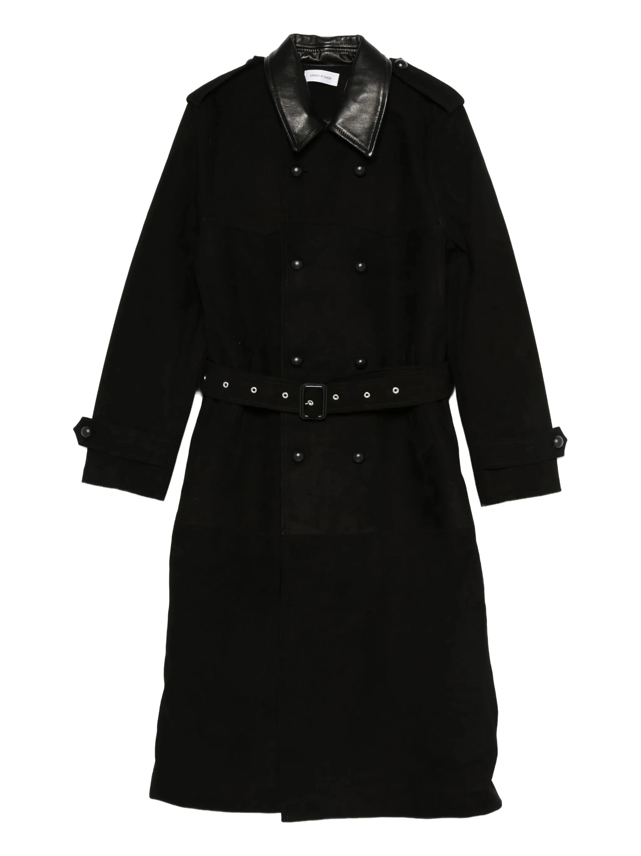 Ernest W. Baker Leather-collared Belted Coat - 1